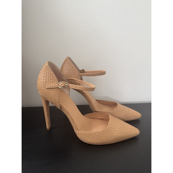 Halston Heritage Women’s Cream Tan Snake Print Stilleto Heels Size 8.5 - Picture 1 of 8